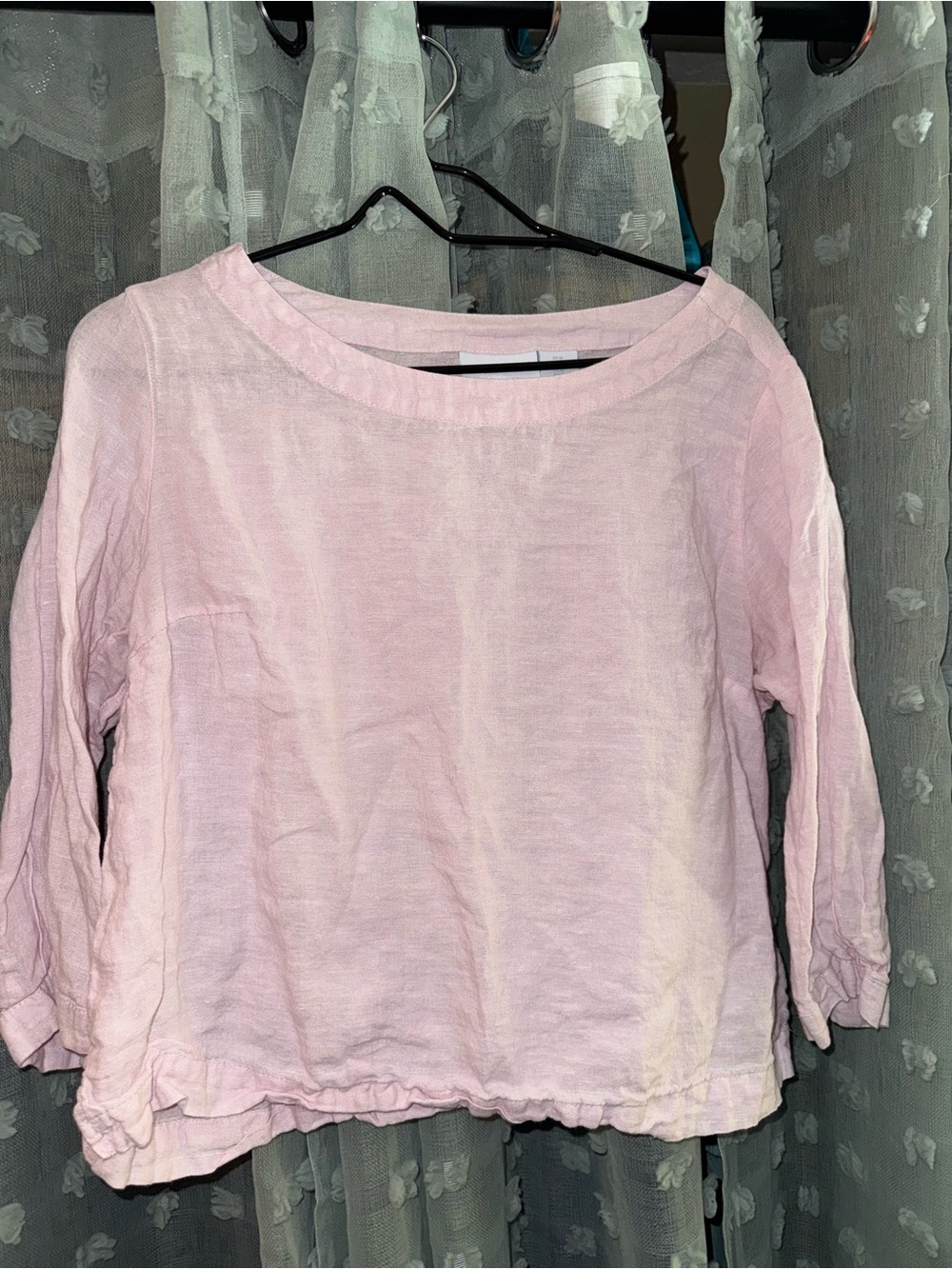 Martha Stewart Light Pink Linen Blend Boatneck Top